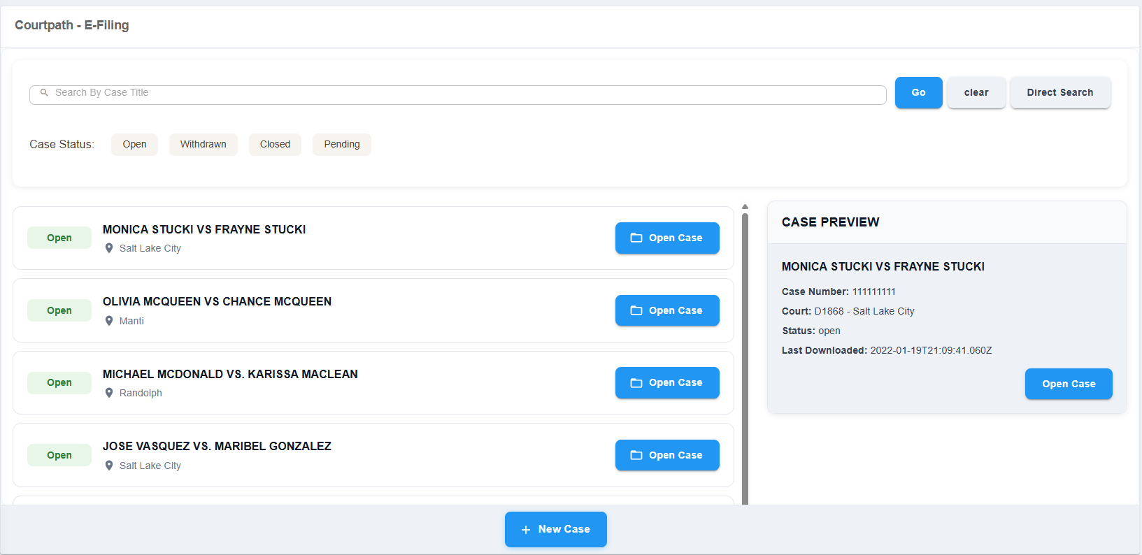 Courtpath Application Dashboard